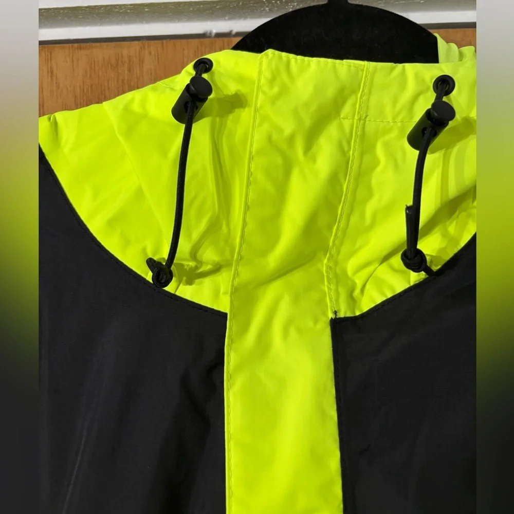 The North Face Neon Yellow and Black Windbreaker Coat